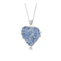 Sterling Silver Pendant - Forget me not - Med Heart