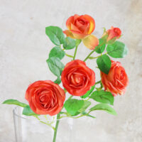 Rose Spray With Leaves - Orange - Image 3