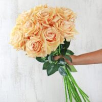 Peach Open Rose tied bunch - Image 2