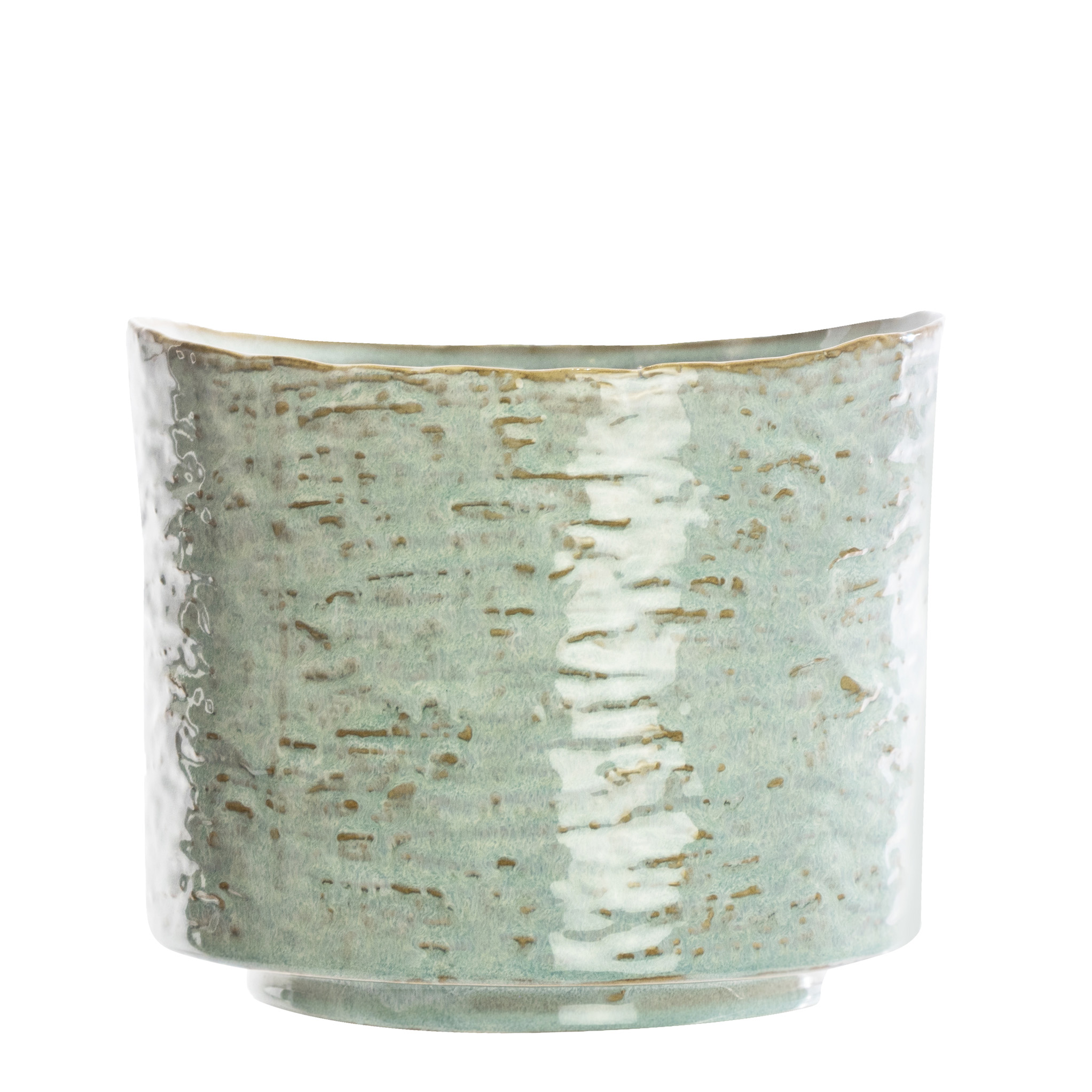 Medium Aqua Ceramic Vase 19.5cm(W)x17cm(H)
