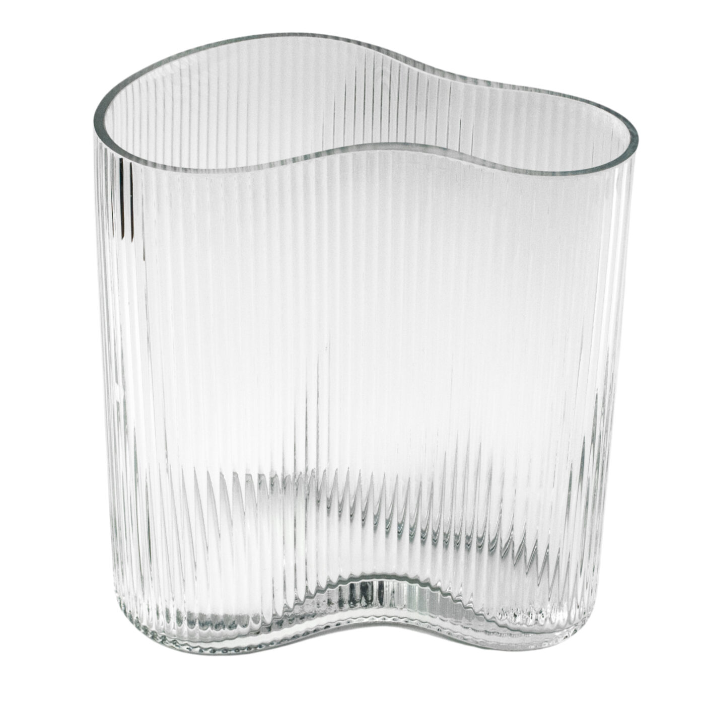Curved Architectural vase with vertical ribs