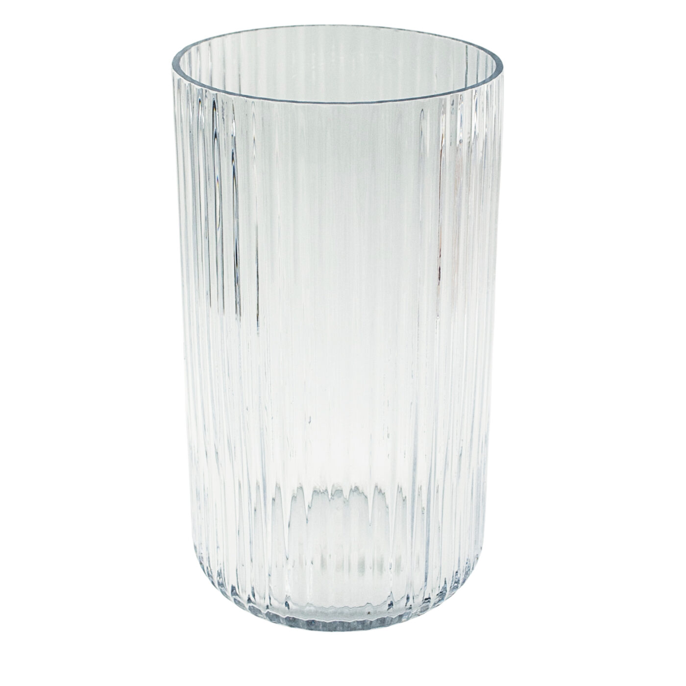 Ribbed Cylindrical Clear Glass Vase V/CYLRB15/15/26