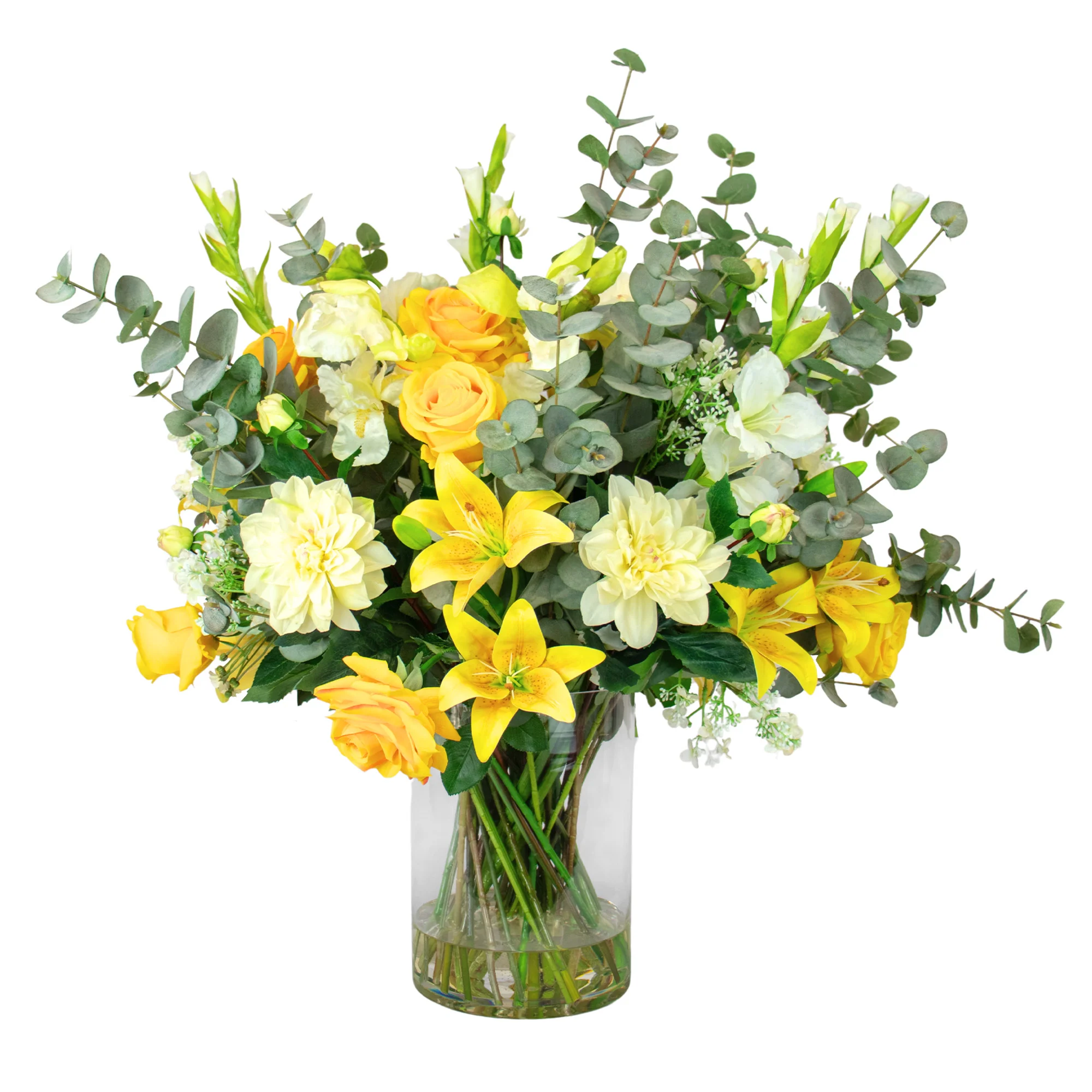 DELUXE MIXED YELLOW FLOWERS IN VASE