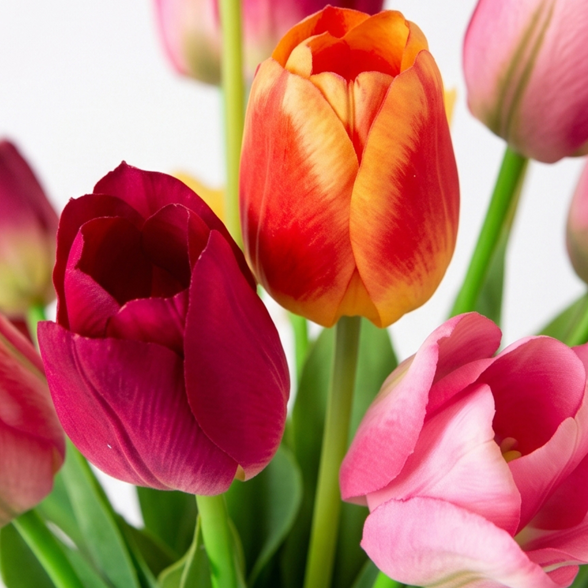 Large Multicolour Tulip Arrangement In Glass Jar Vase - Image 4