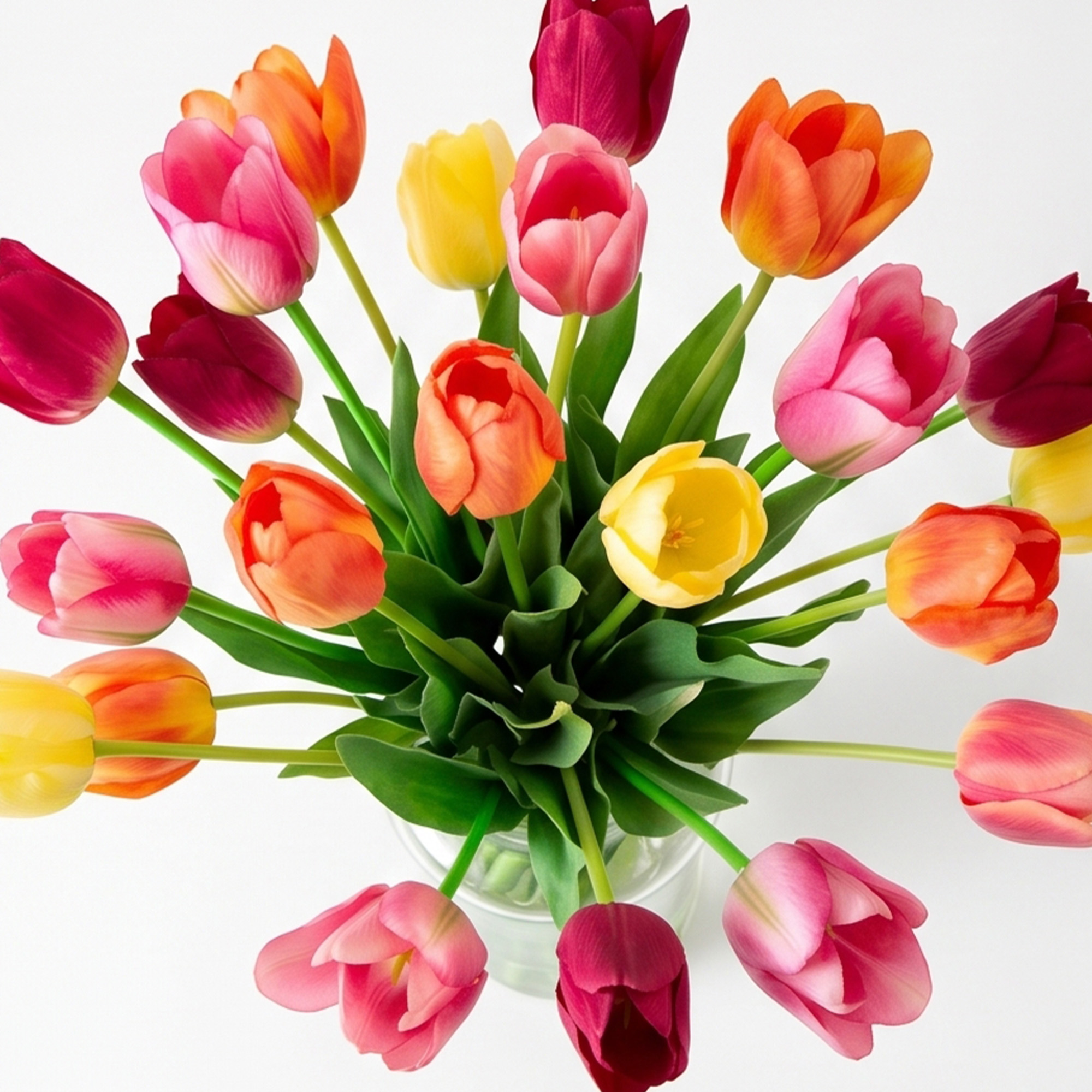Large Multicolour Tulip Arrangement In Glass Jar Vase - Image 3