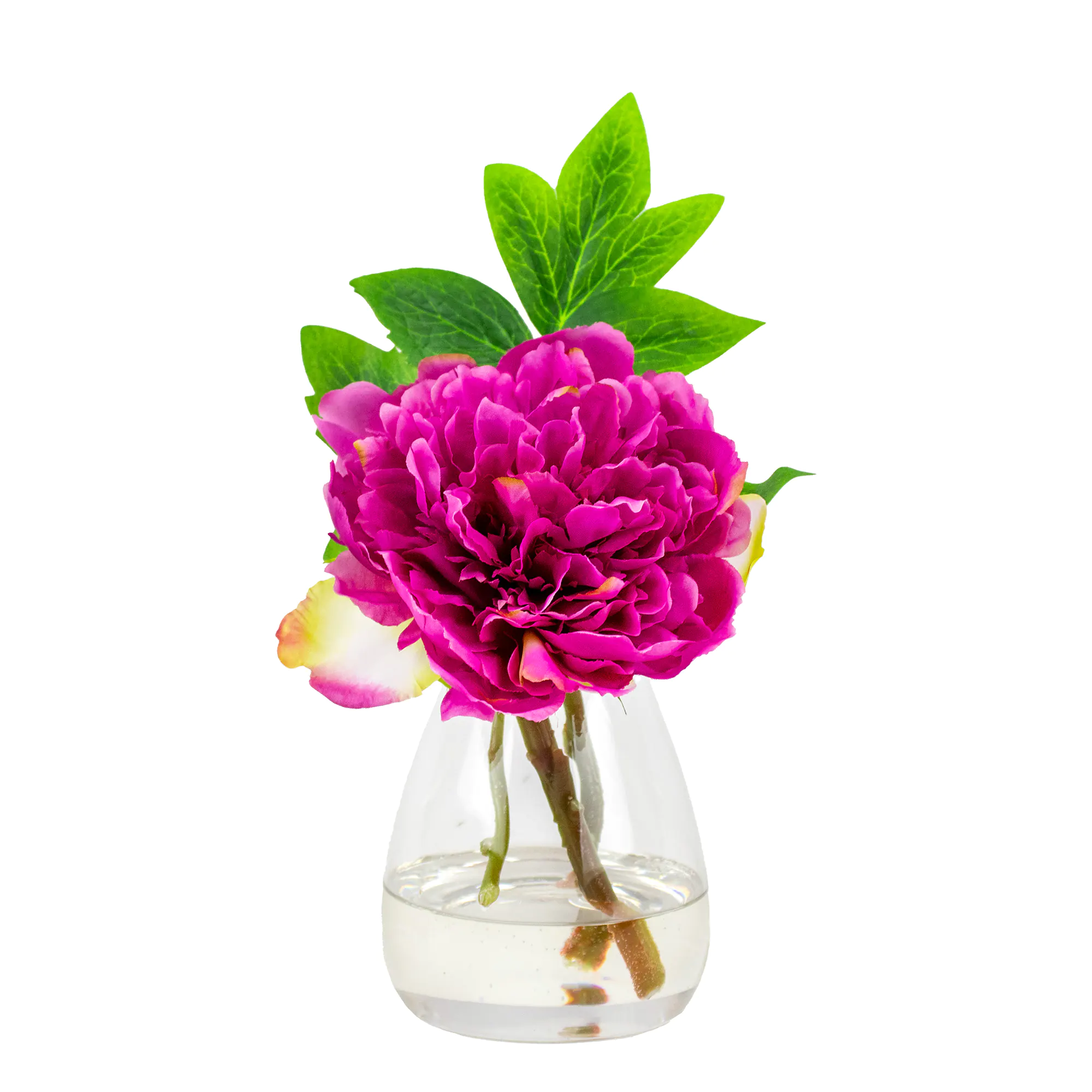 PEONY SPRAY PURPLE IN GLASS VASE