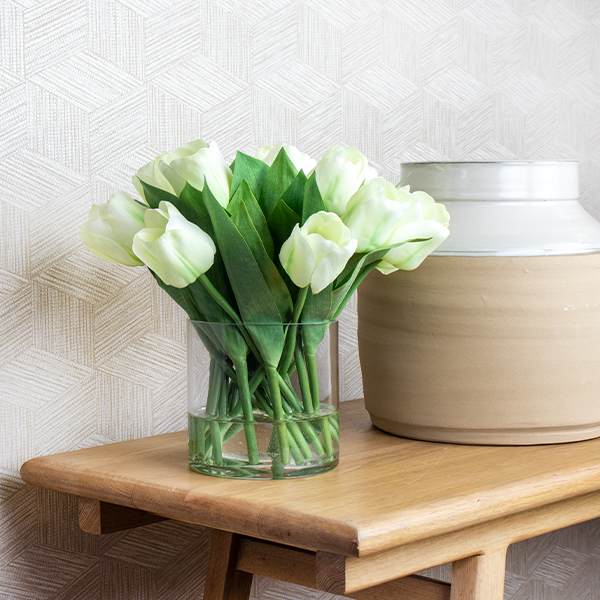 LIME TULIPS IN SMALL CYLINDER VASE