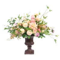 D332 MIXED PINKS IN PEDASTAL URN VASE