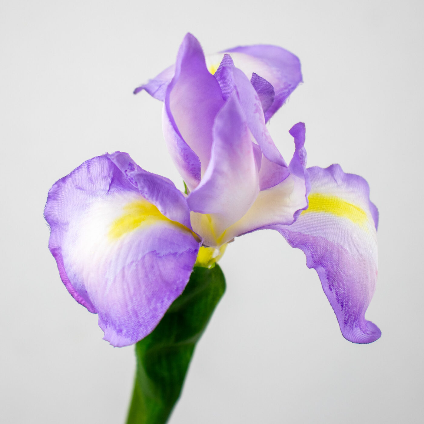 Lavender Iris Flower Spray with Leaves – 78cm Artificial Stem