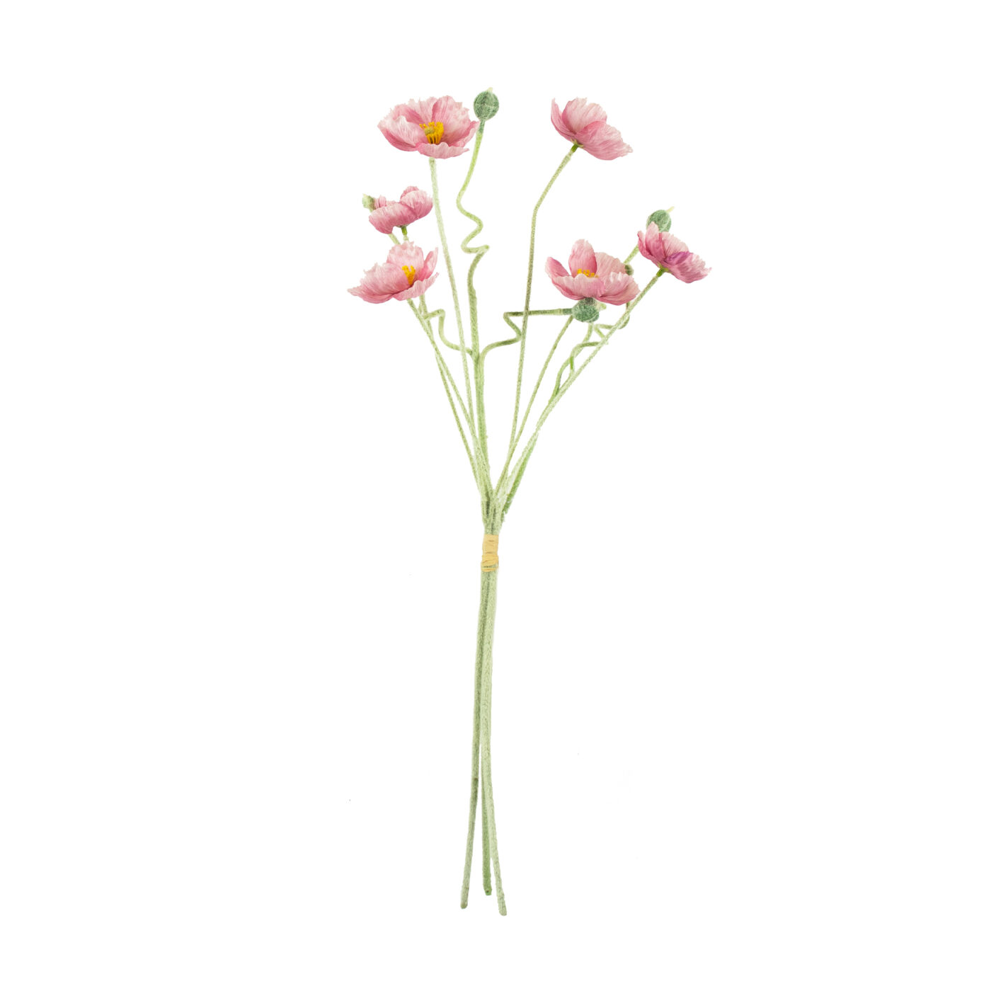 POPPY FLOWER & BUD BUNDLE SPRAY - PINK 60CM