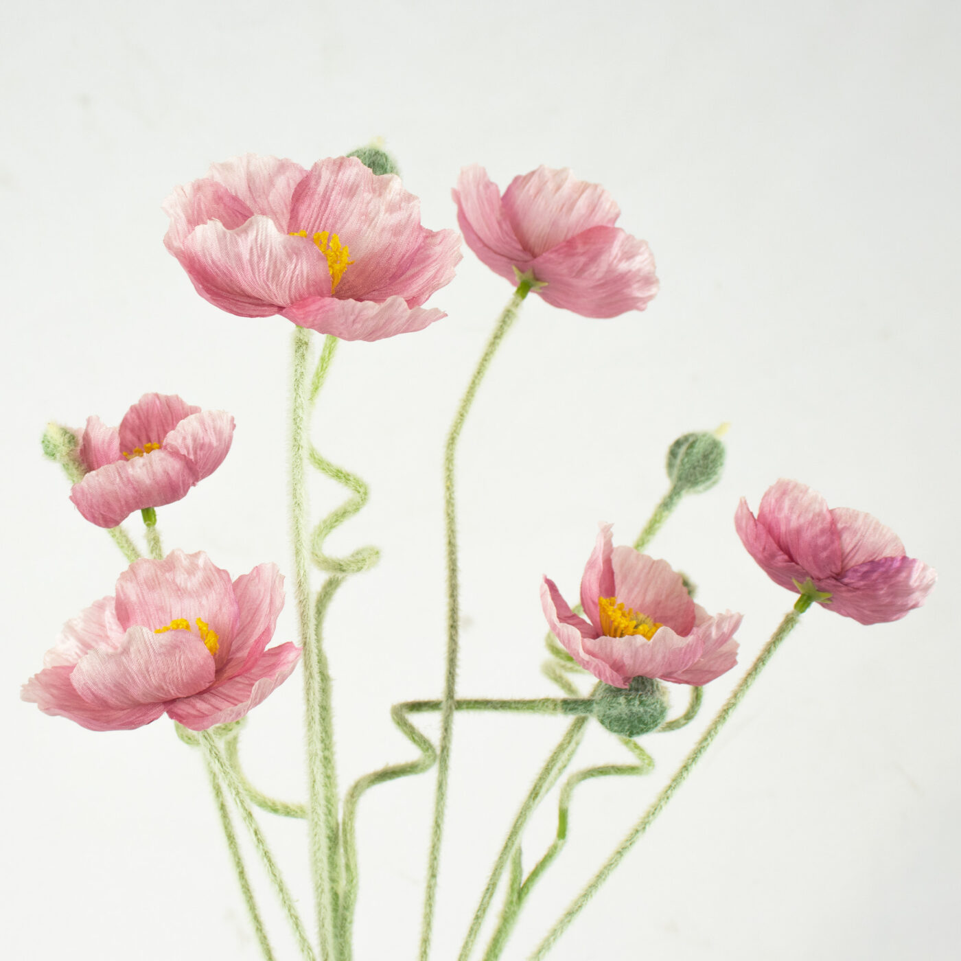 POPPY FLOWER & BUD BUNDLE SPRAY - PINK 60CM