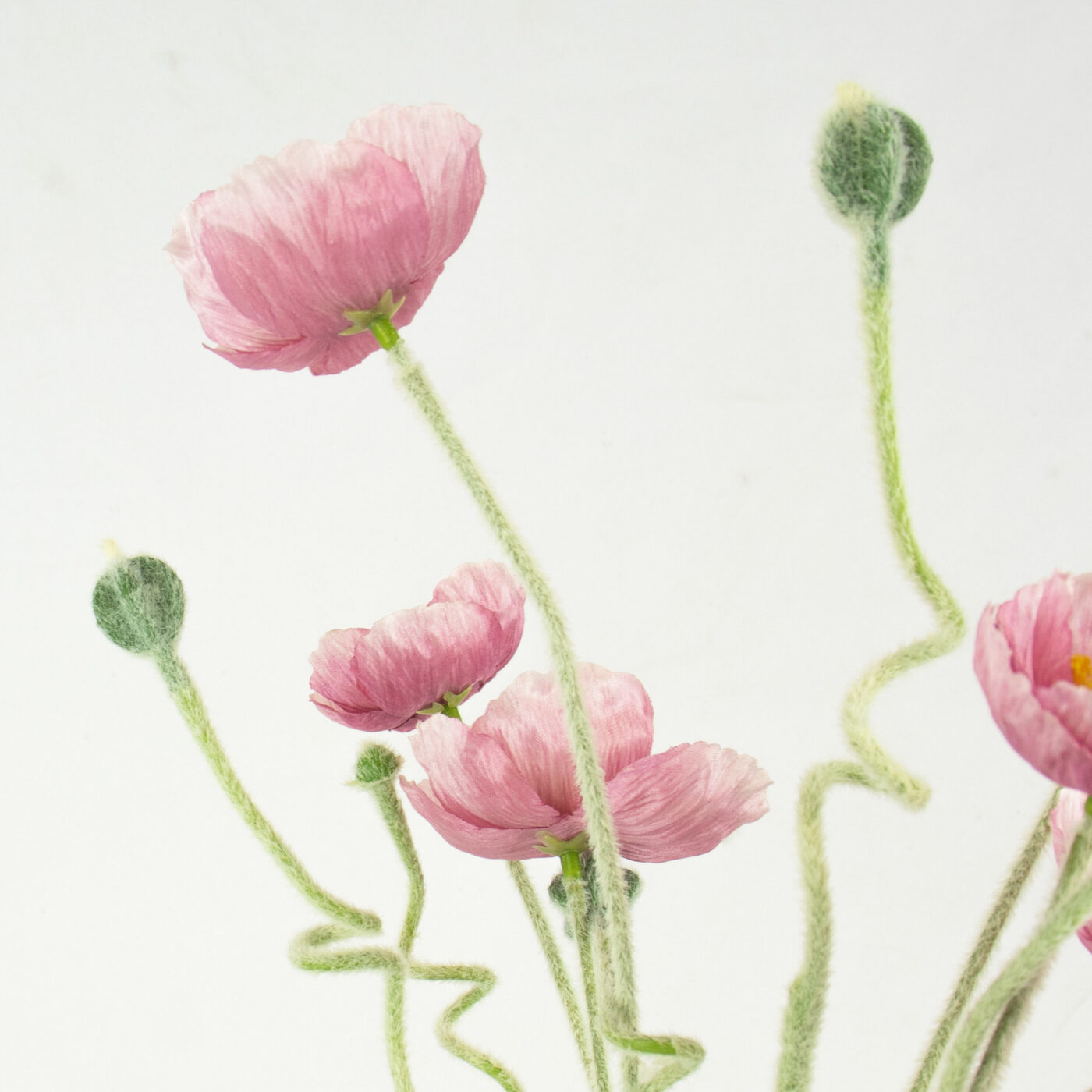 POPPY FLOWER & BUD BUNDLE SPRAY - PINK 60CM