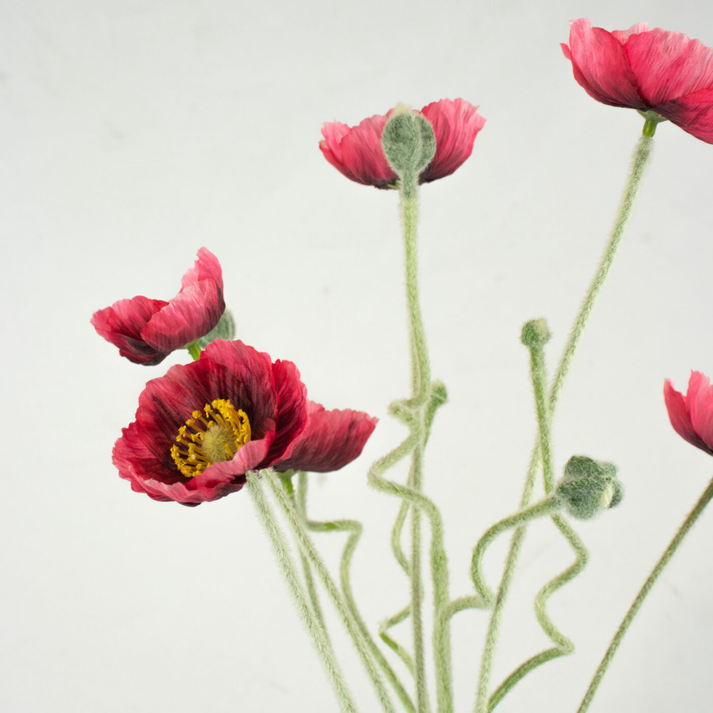 POPPY FLOWER & BUD BUNDLE SPRAY - RED 60CM