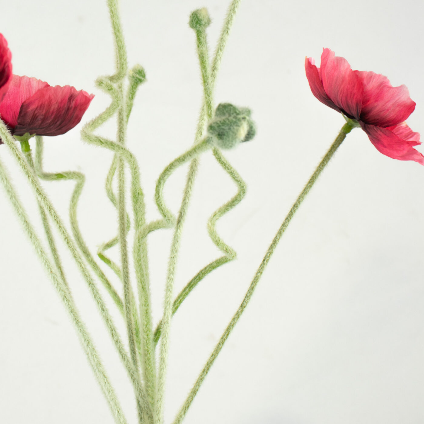 POPPY FLOWER & BUD BUNDLE SPRAY - RED 60CM
