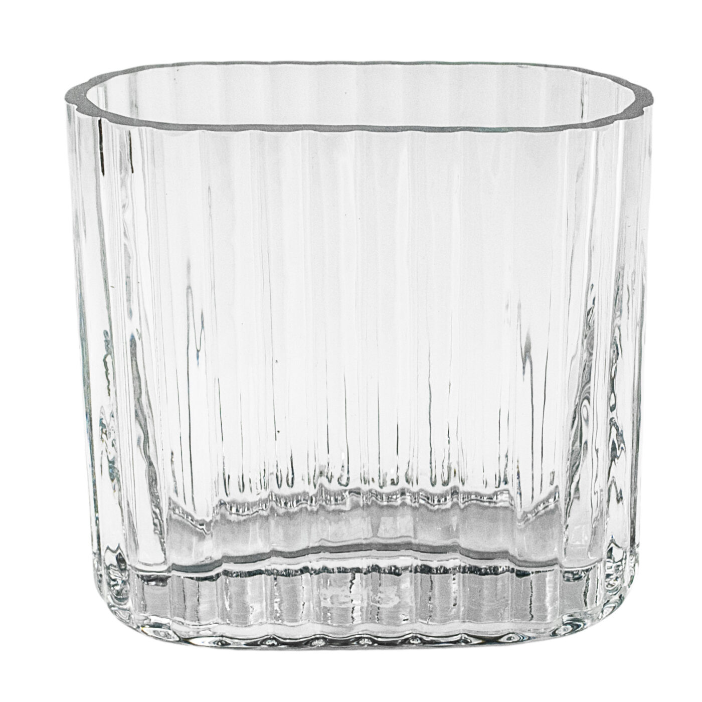 Ribbed Rectangular Clear Glass Vase V/RECTRB7/14/13