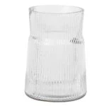 DECORATIVE RIBBED GLASS VASE 12 X 13 X 19H