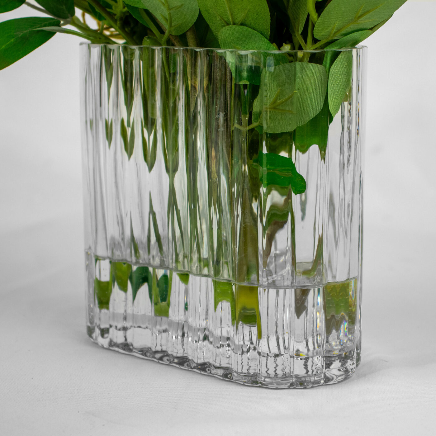 PROTEA CORAL WITH FOILAGE IN SMALL RECT RIB VASE - Image 4