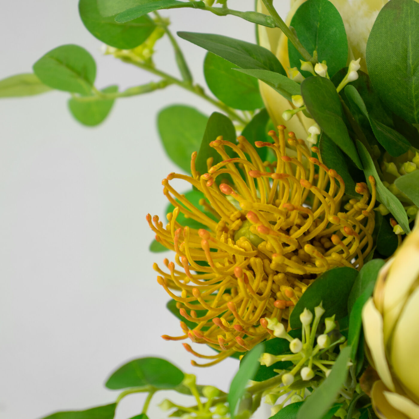 PROTEA OLIVE GREEN WITH LEUCOSPERM SPRAY IN 12CM VASE - Image 4