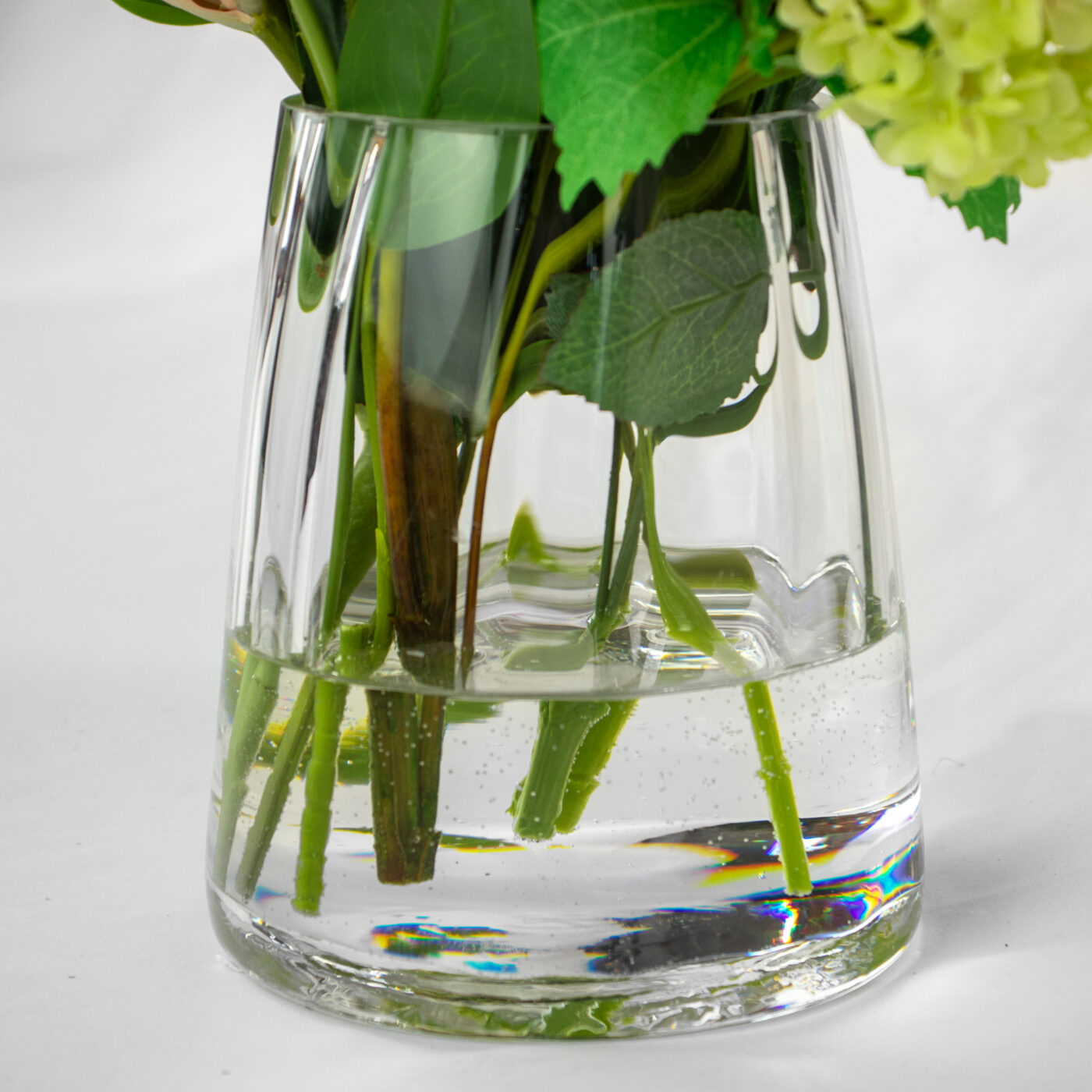 TIGER LILY ORANGE WITH LIME SNOWBALL IN TAPERED VASE - Image 2