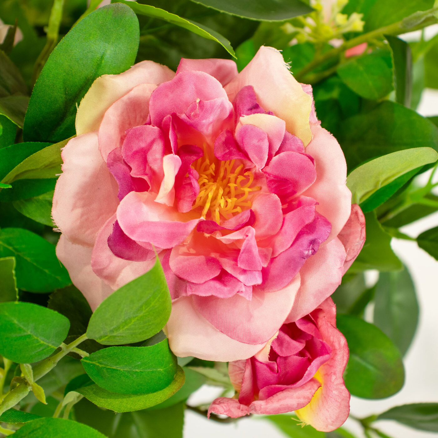 MIXED FOLIAGE WITH PINK PEONY AND ROSES
