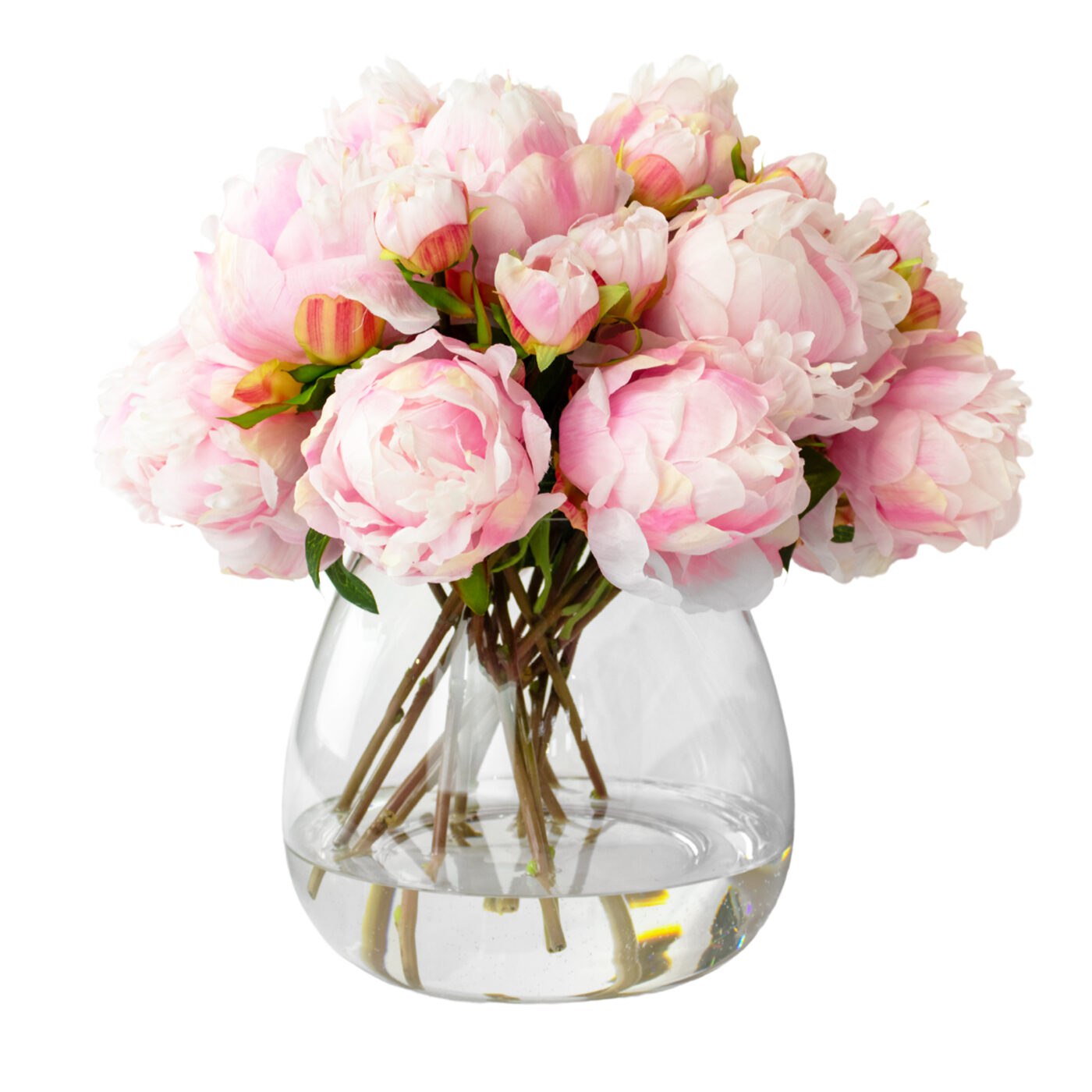 PEONY SPRAY PINK IN FAT TULIP VASE