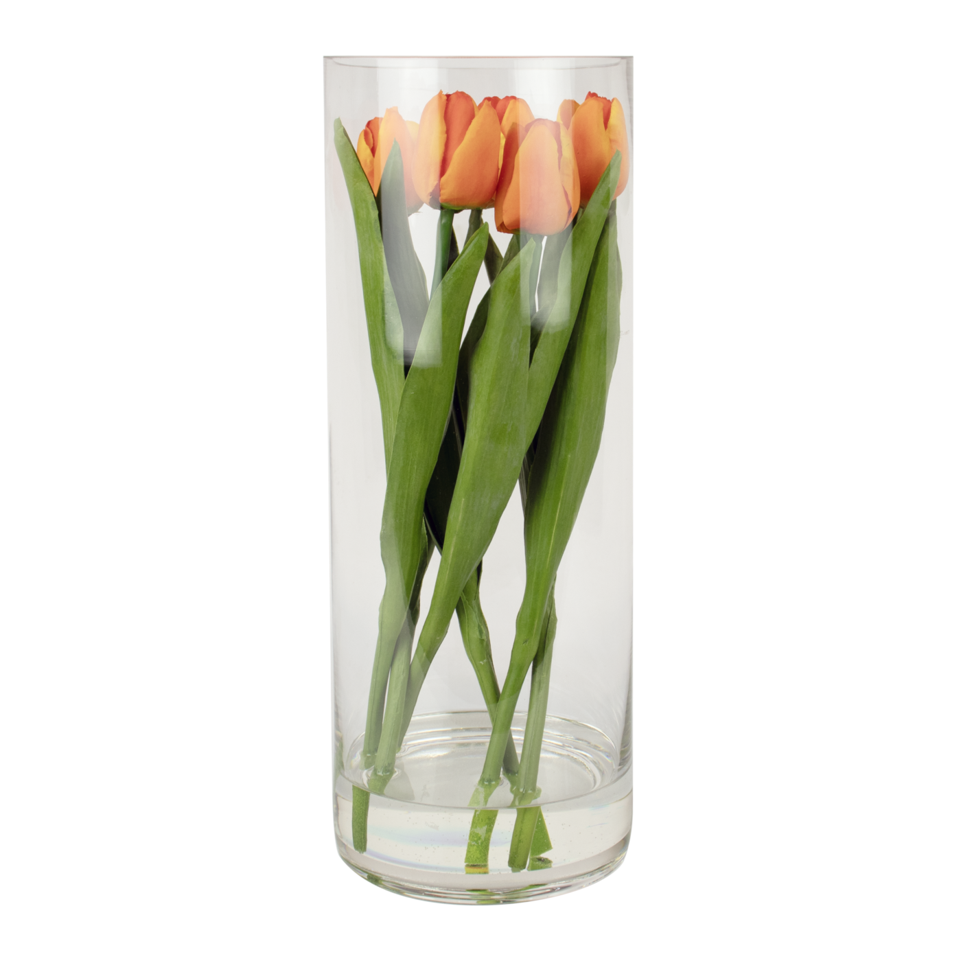 TULIPS ORANGE IN 40CM CYLINDER VASE