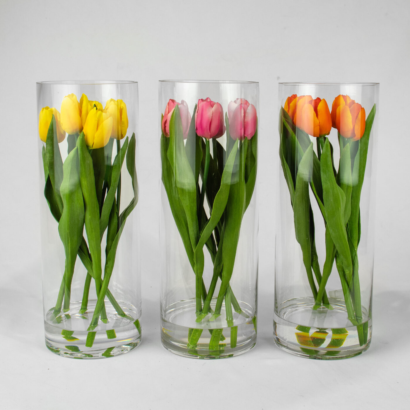 TULIPS PINK IN 40CM CYLINDER VASE