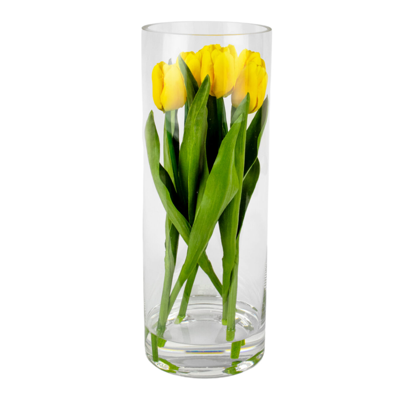 TULIPS YELLOW IN 40CM CYLINDER VASE