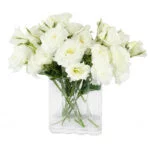 LISIANTHUS WHITE IN TUBULAR RECTANGLE VASE