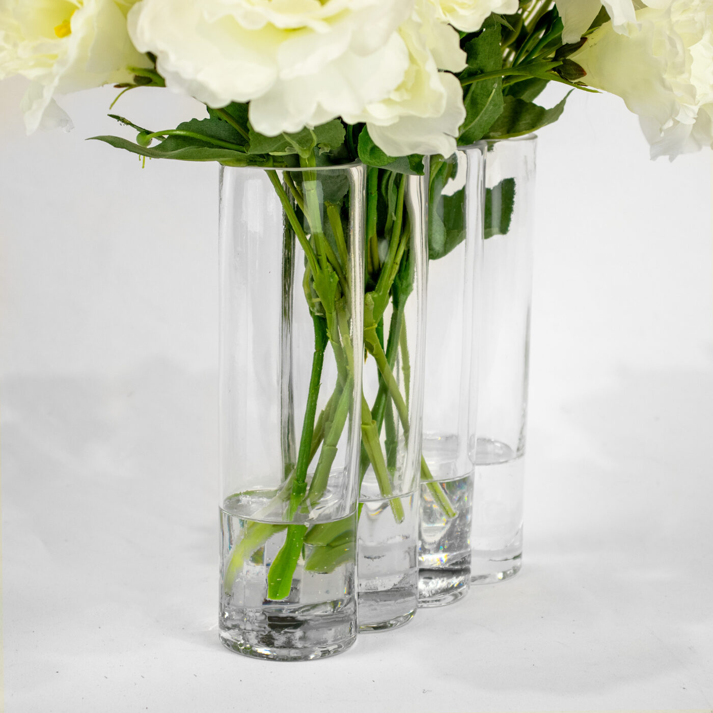 LISIANTHUS WHITE IN TUBULAR RECTANGLE VASE