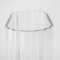 RIBBED RECTANGULAR GLASS VASE 7 X 14 X 13H - Image 3