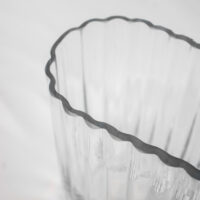 RIBBED RECTANGULAR GLASS VASE 7 X 14 X 13H - Image 5