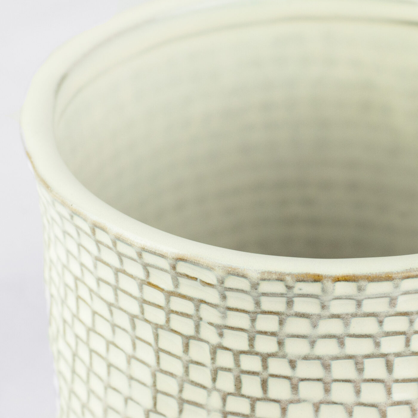 Cross-stitch Ceramic Glazed Planter – White 