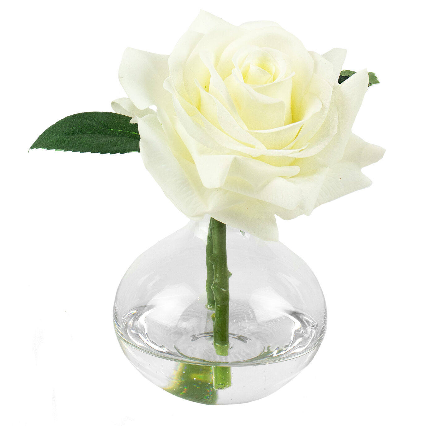 ROSE RT WHITE IN BUD VASE