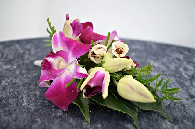 orchid wedding corsage 