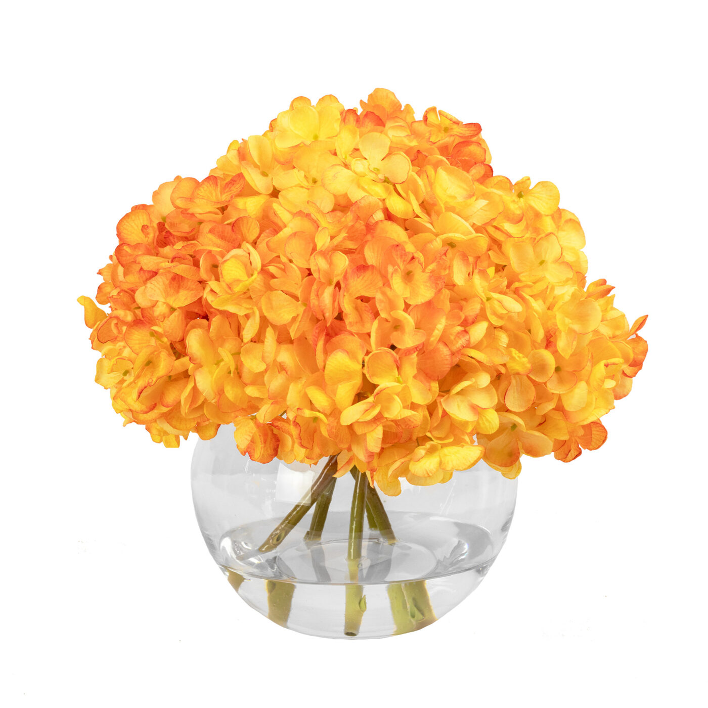 DRY LOOK HYDRANGEA ORANGE IN BALL VASE