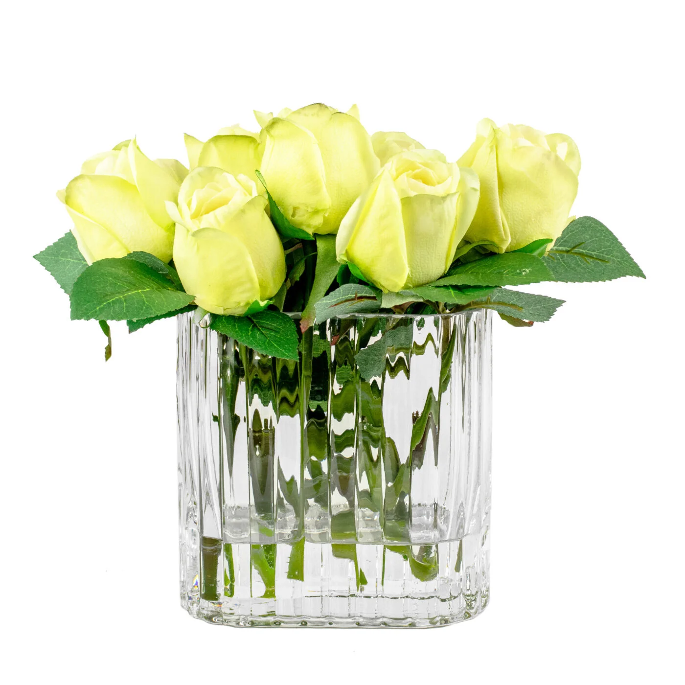 LISA ROSE MINT IN RIBBED RECT VASE
