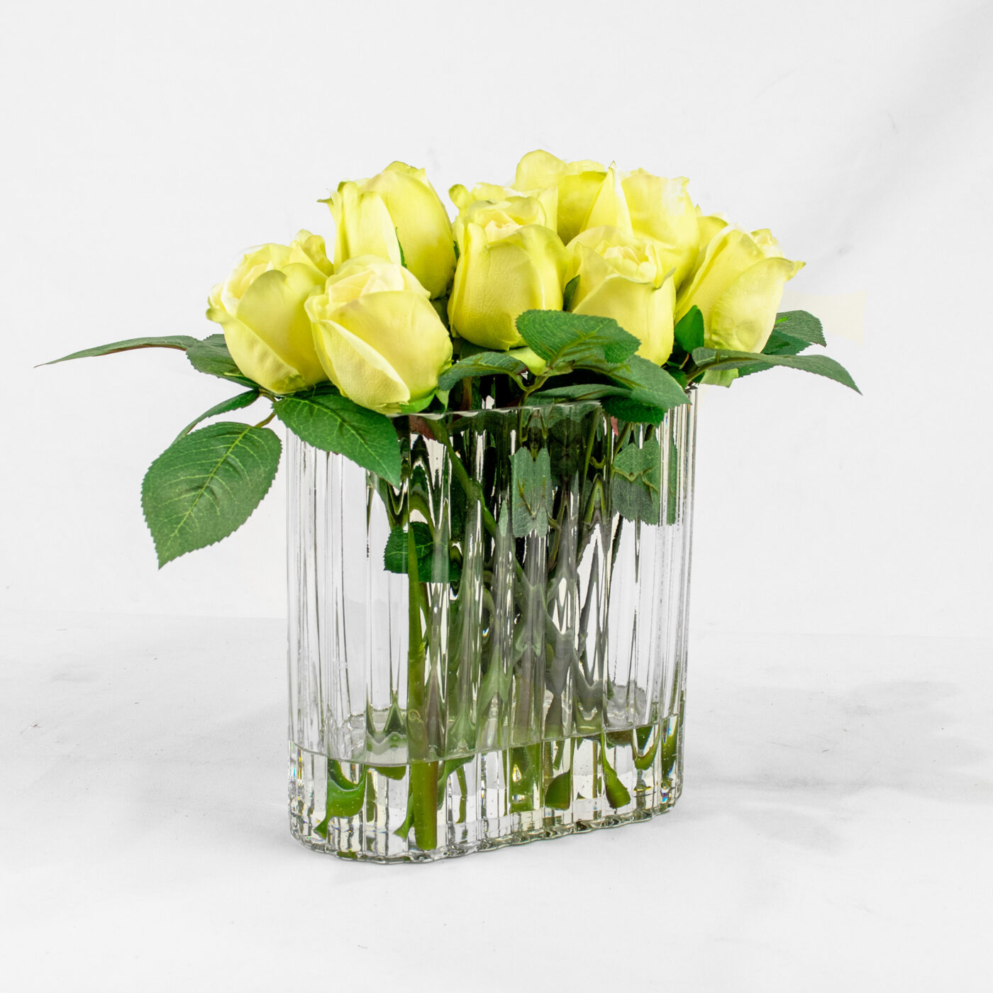 LISA ROSE MINT IN RIBBED RECT VASE