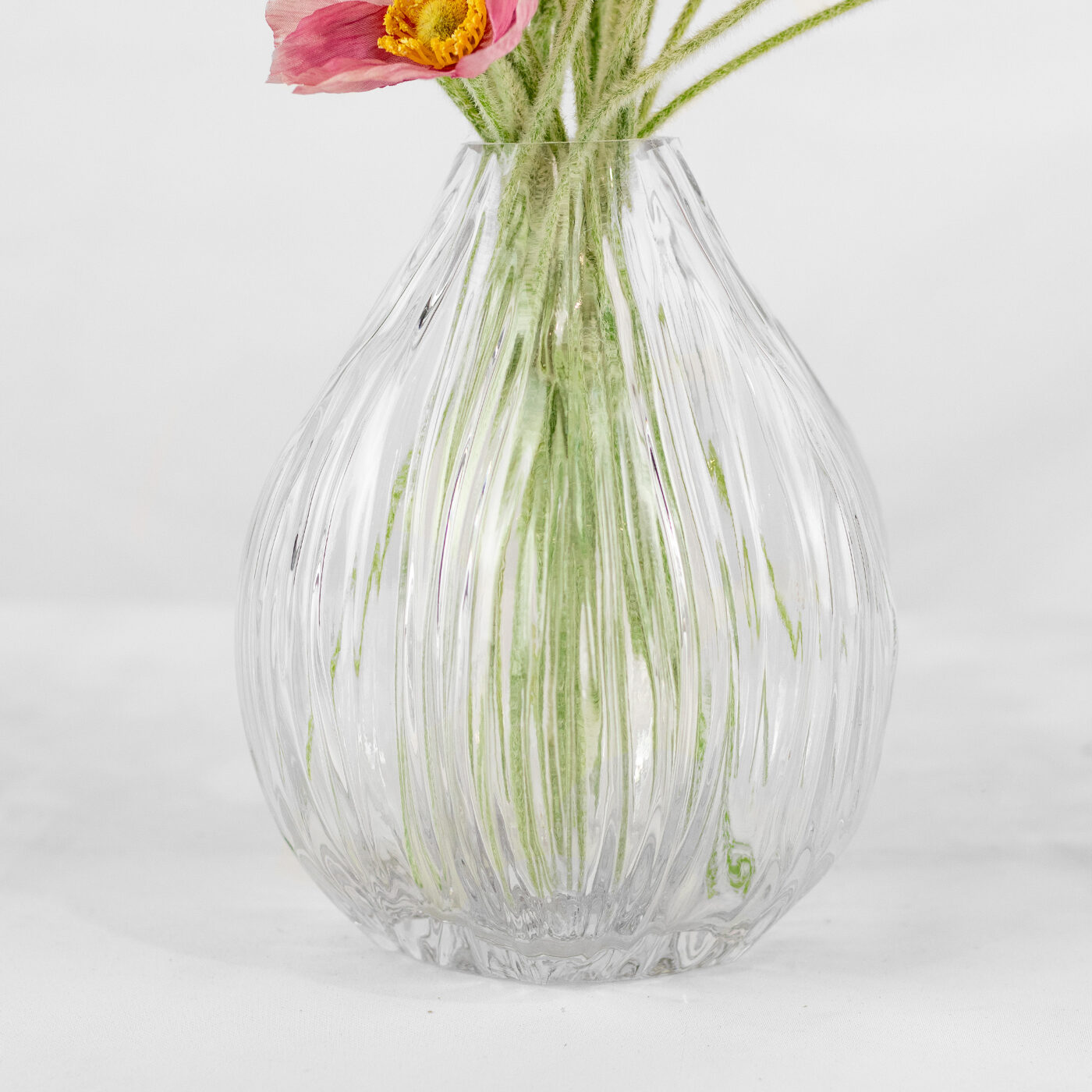 PINK & CREAM POPPIES IN BUD VASE