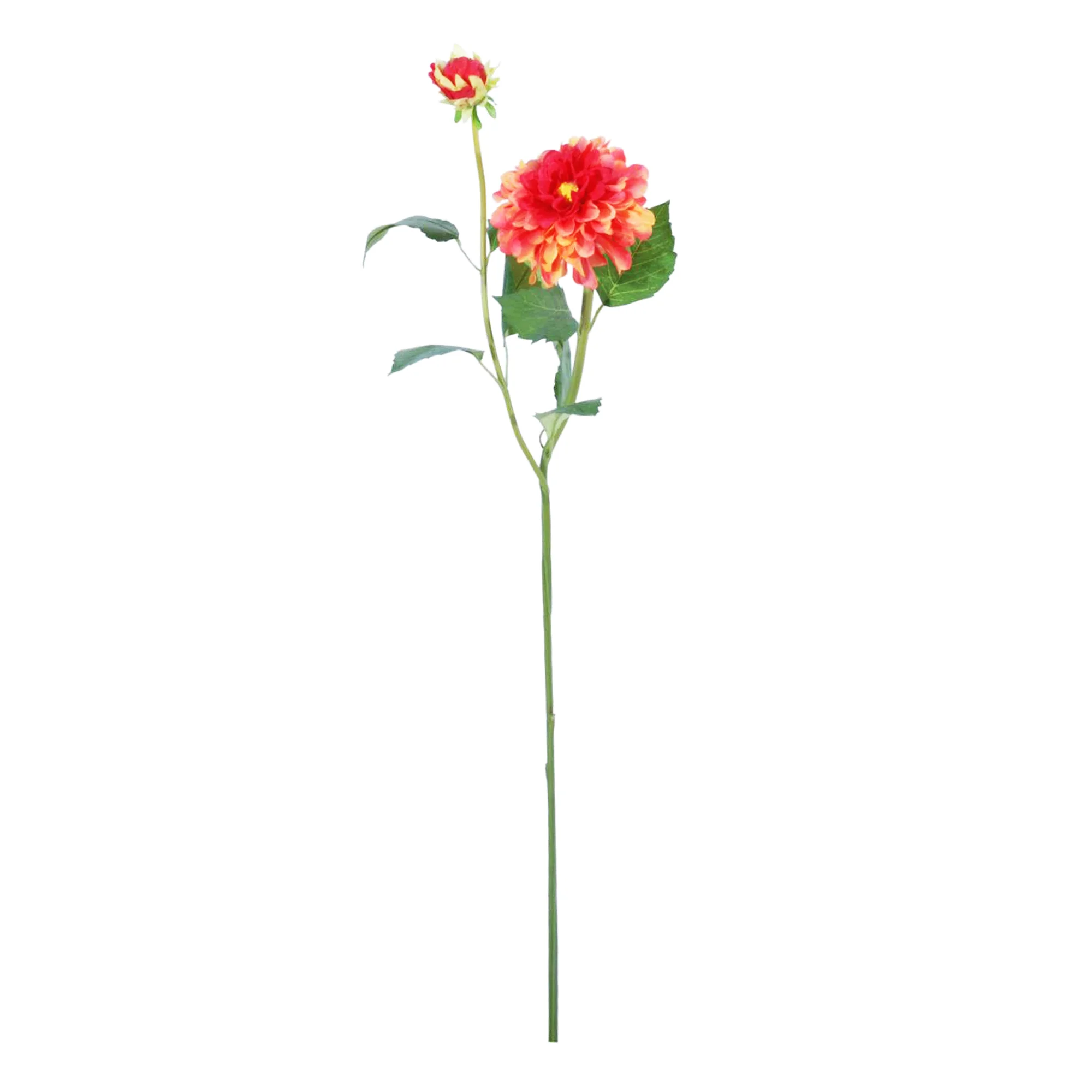 DAHLIA FLOWER STEM W/BUD - RED YELLOW - 80CM