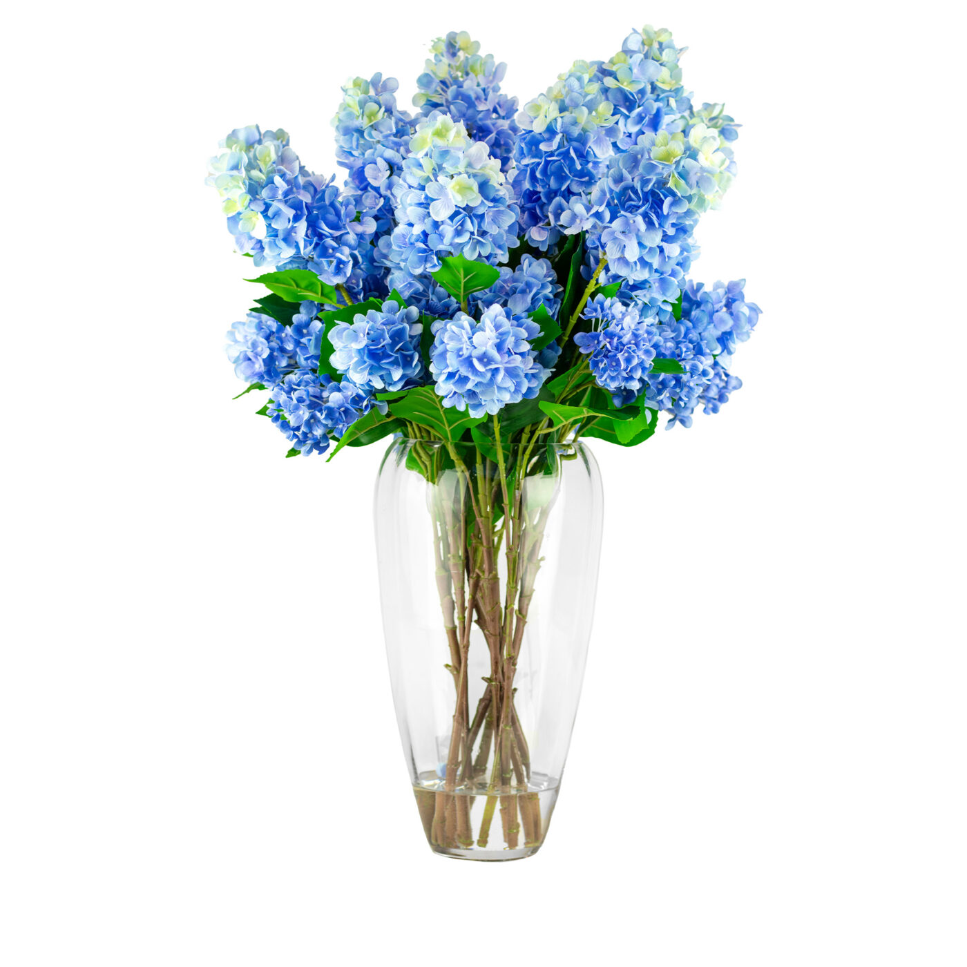 CONE HYDRANGEA BLUE IN SWIRL VASE