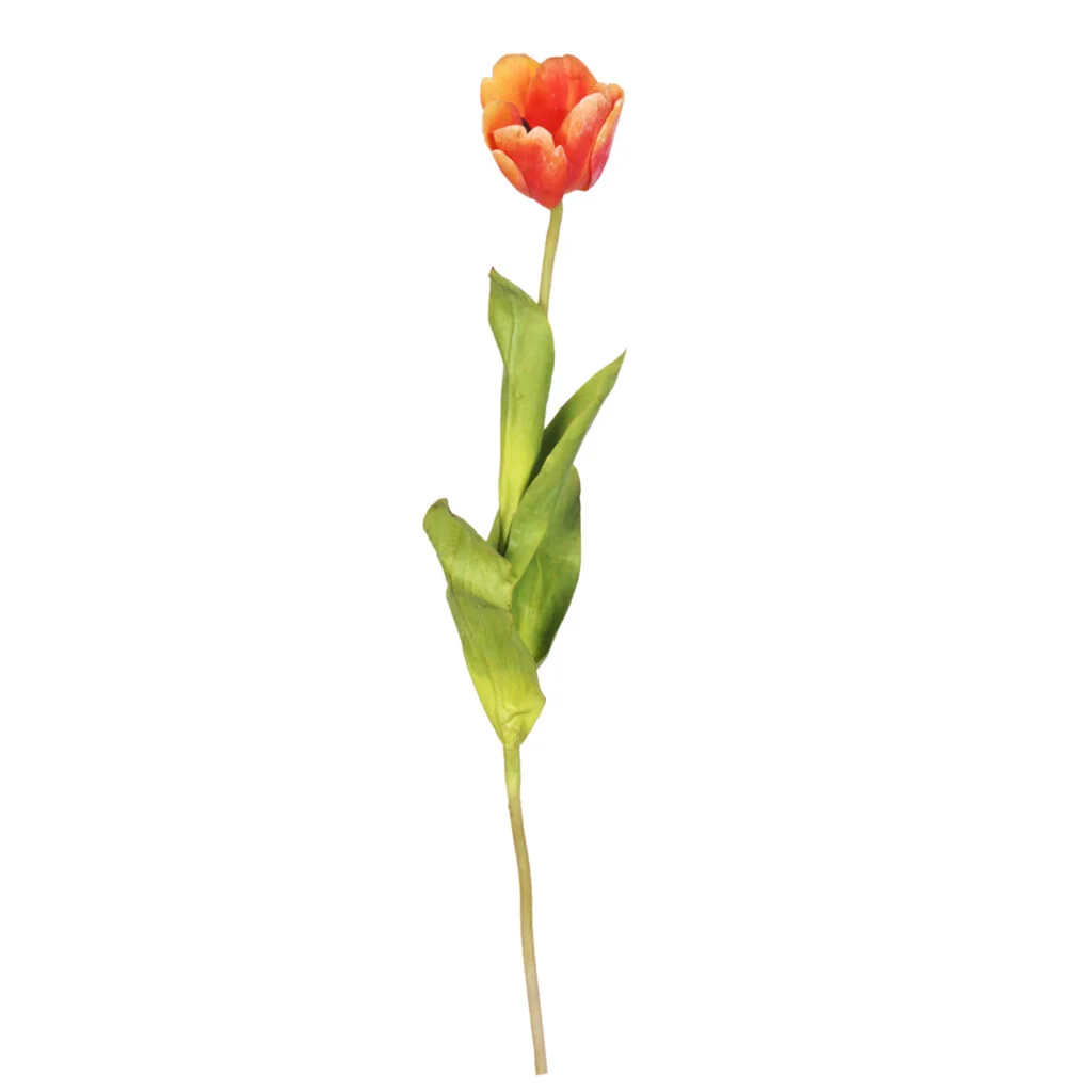 TULIP OPEN FLOWER STEM SALMON YELLOW 66CM 26"