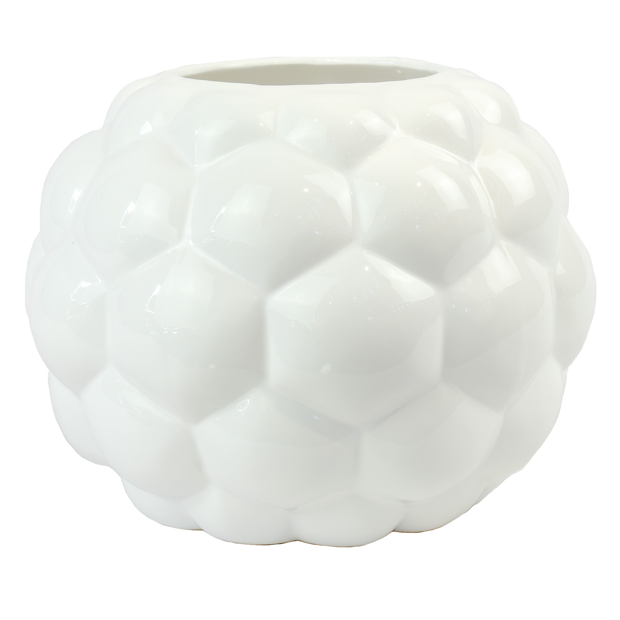 HEXA WHITE GLOSS CERAMIC VASE 28CM(W)x23CM(H)