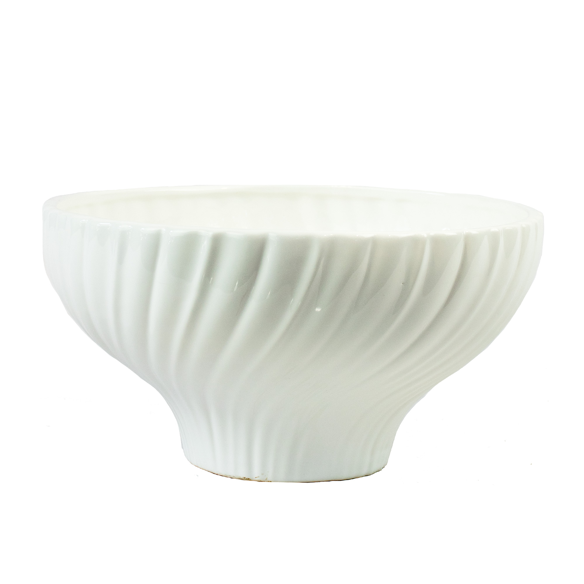 Luna White Fluted Bowl | Textured Gloss Ceramic Centrepiece