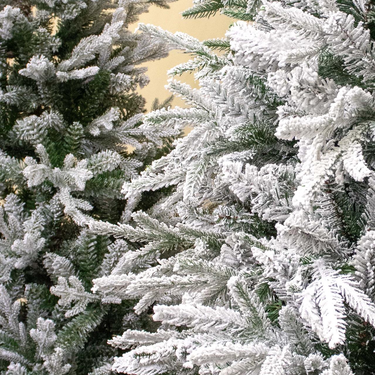 Flocked Snowy Christmas Tree Close Up