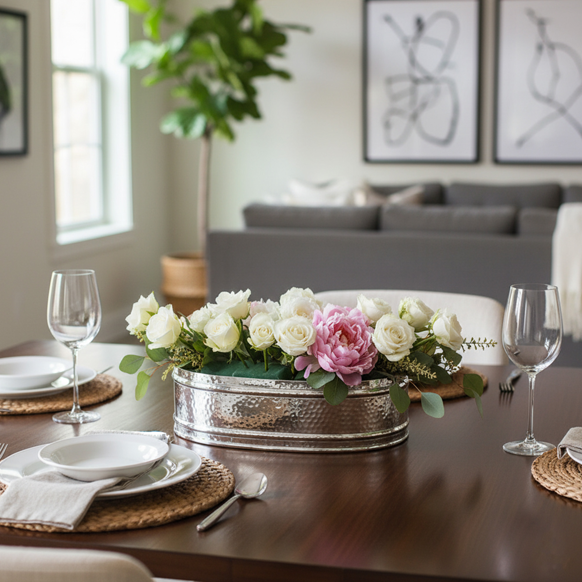 Hammered Oblong Orchid Tray Small - 12cm(h)x26cm(w)x38cm(l)