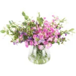 SWEET PEA MIX IN GLASS VASE