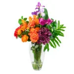 PERSIAN MIX WITH BANANA LEAF IN SWIRL VASE