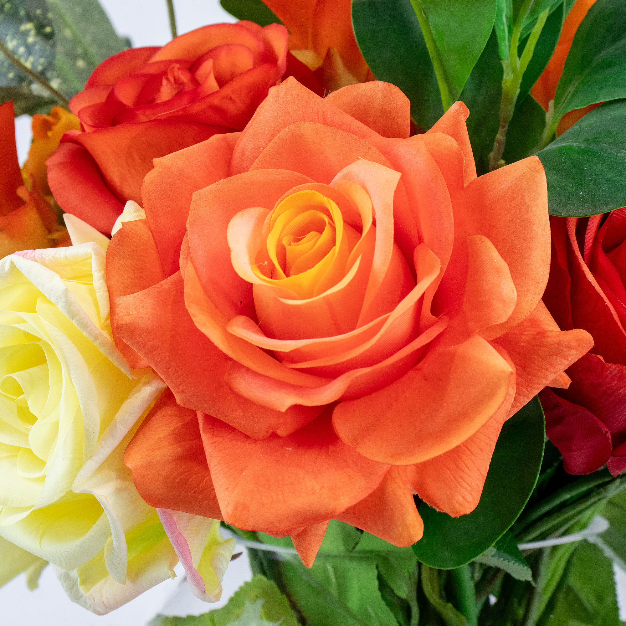 ROSE GINGER LILY AND FREESIA IN GLASS VASE