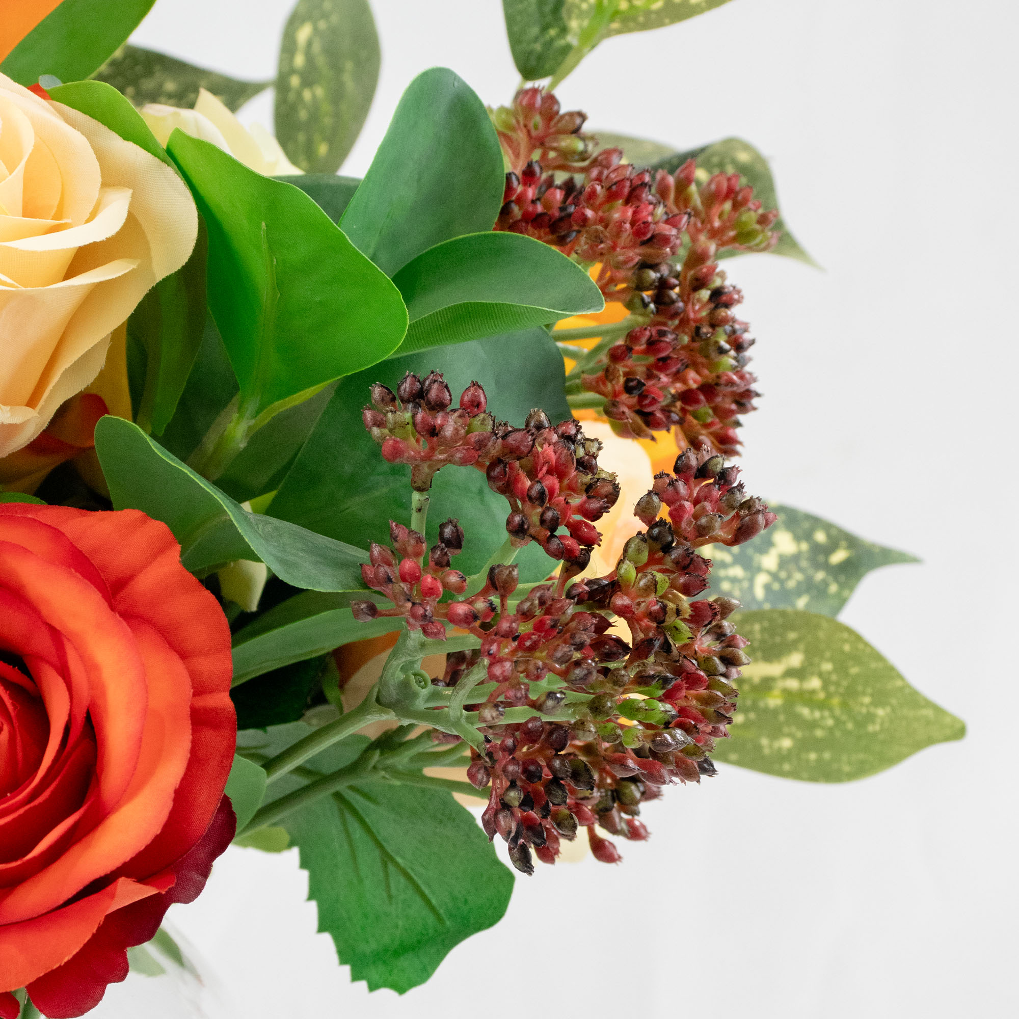 ROSE GINGER LILY AND FREESIA IN GLASS VASE